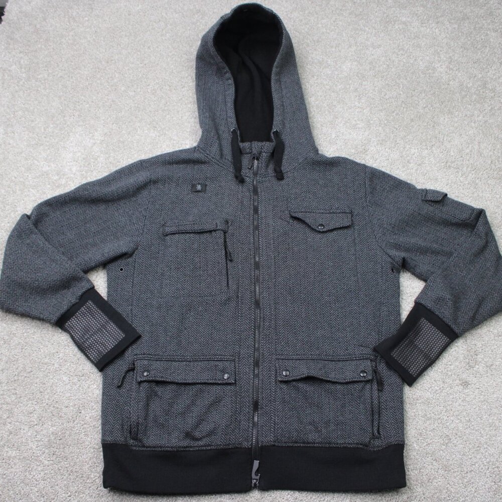 Adv3nture Jacket Mens Large Gray Limited Edition Hooded Full Zip Hoodie Coat